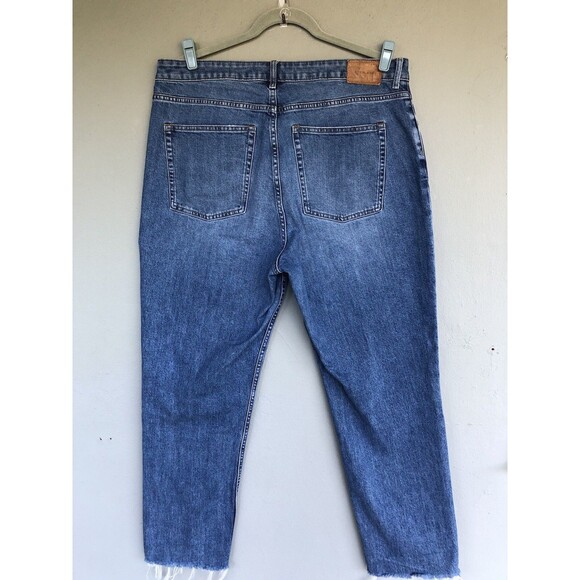Everlane The Curvy Cheeky Jean 33 Ankle High Rise Raw Hem Mid Blue Preppy Modern - Picture 4 of 16